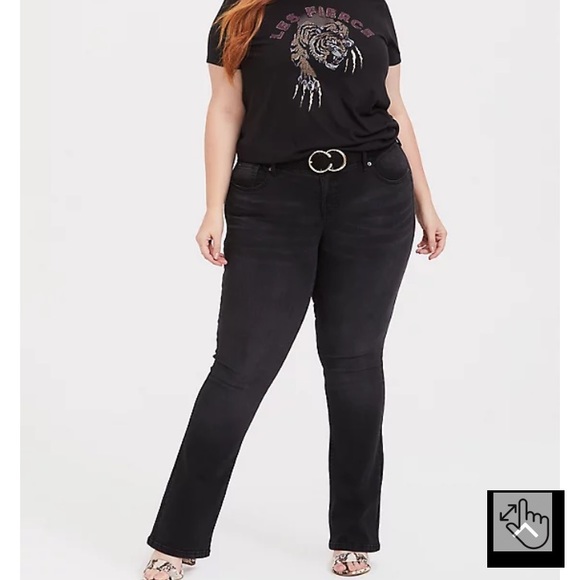 TORRID SLIM BOOT JEANS PREMIUM STRETCH WASHED BLACK MID RISE Denim Plus - Picture 1 of 8
